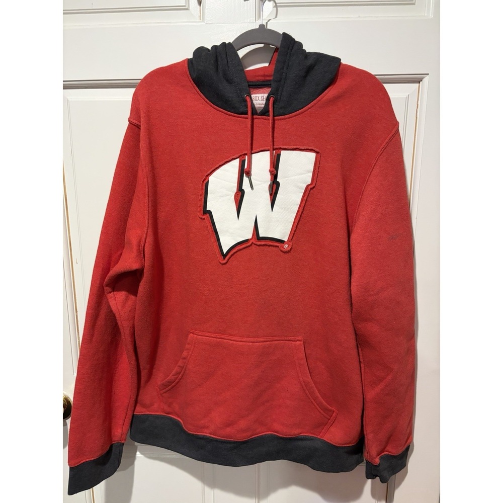 University of Wisconsin Badgers Hoodie Men's XL Sweatshirt Red Gray Retro‎ **